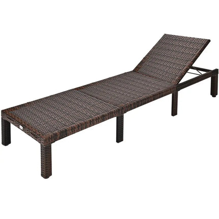 Outdoor Rattan Adjustable Cushioned Chaise-Turquoise - Turquoise - Outdoor Chaise Lounges