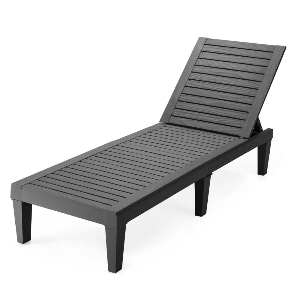 Outdoor Recliner Chair with 5-Position Adjustable Backrest-Black - Black - Outdoor Chaise Lounges