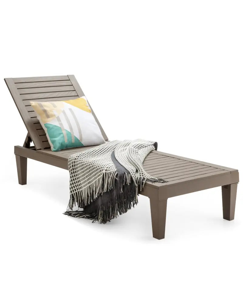 Outdoor Recliner Chair with 5-Position Adjustable Backrest-Brown - Brown - Outdoor Chaise Lounges