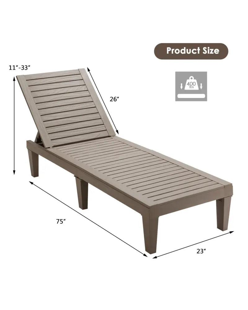 Outdoor Recliner Chair with 5-Position Adjustable Backrest-Brown - Brown - Outdoor Chaise Lounges