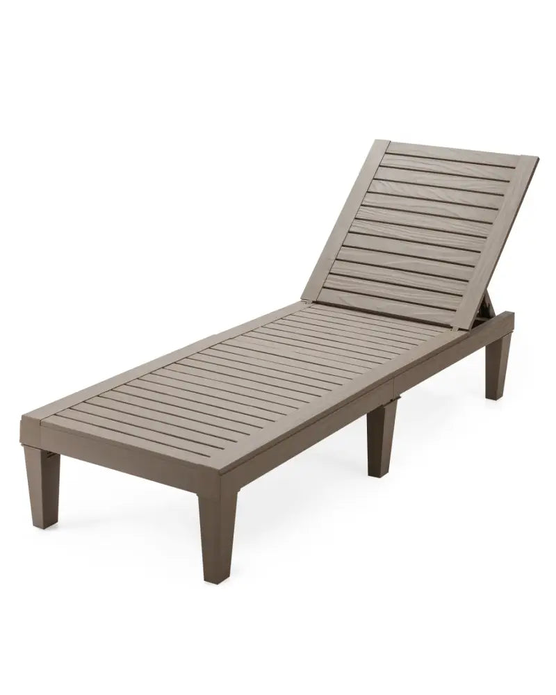Outdoor Recliner Chair with 5-Position Adjustable Backrest-Brown - Brown - Outdoor Chaise Lounges