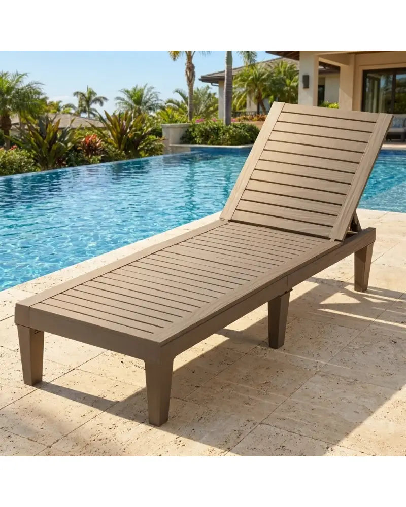 Outdoor Recliner Chair with 5-Position Adjustable Backrest-Brown - Brown - Outdoor Chaise Lounges