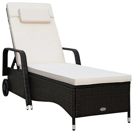 Outdoor Recliner Cushioned Chaise Lounge with Adjustable BackrestWhite - Oasis Home Essentials