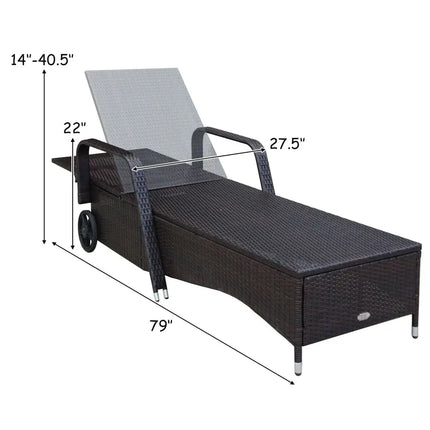 Outdoor Recliner Cushioned Chaise Lounge with Adjustable Backrest-White - White - Outdoor Chaise Lounges
