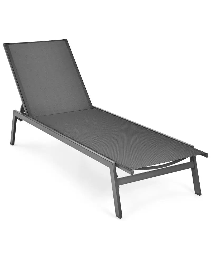 Outdoor Reclining Chaise Lounge Chair with 6-Position Adjustable Back-Gray - Gray - Outdoor Chaise Lounges