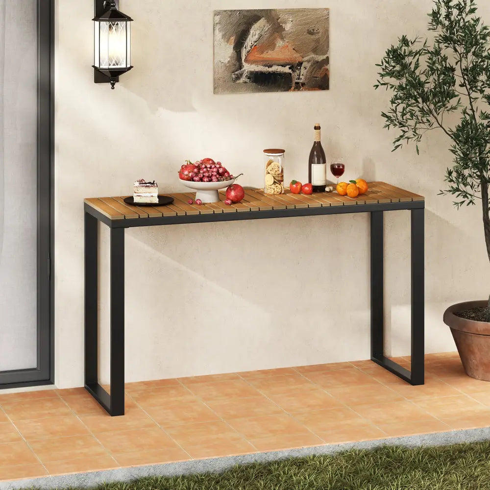 Outdoor Rectangle Console Table with Long-Lasting WPC Tabletop - Patio Dining Tables