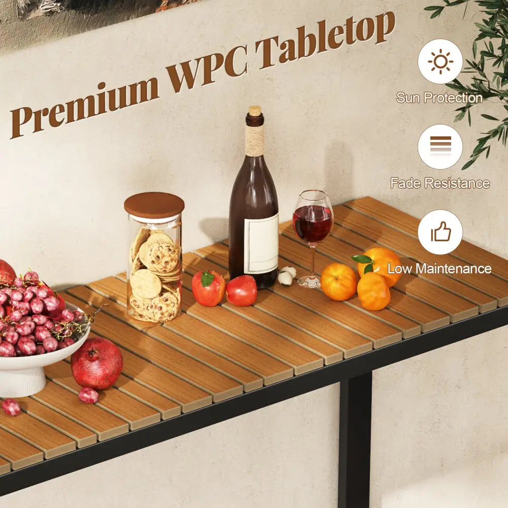 Outdoor Rectangle Console Table with Long-Lasting WPC Tabletop - Patio Dining Tables