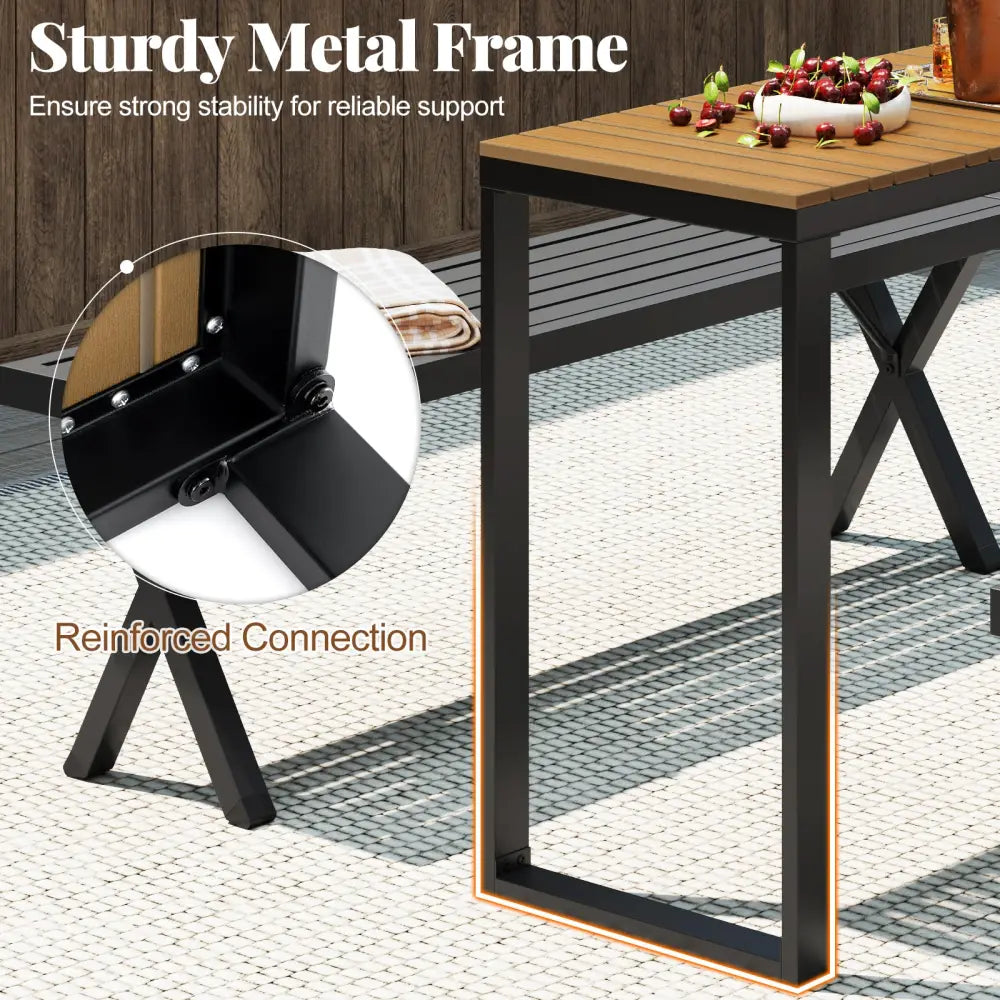 Outdoor Rectangle Console Table with Long-Lasting WPC Tabletop - Patio Dining Tables