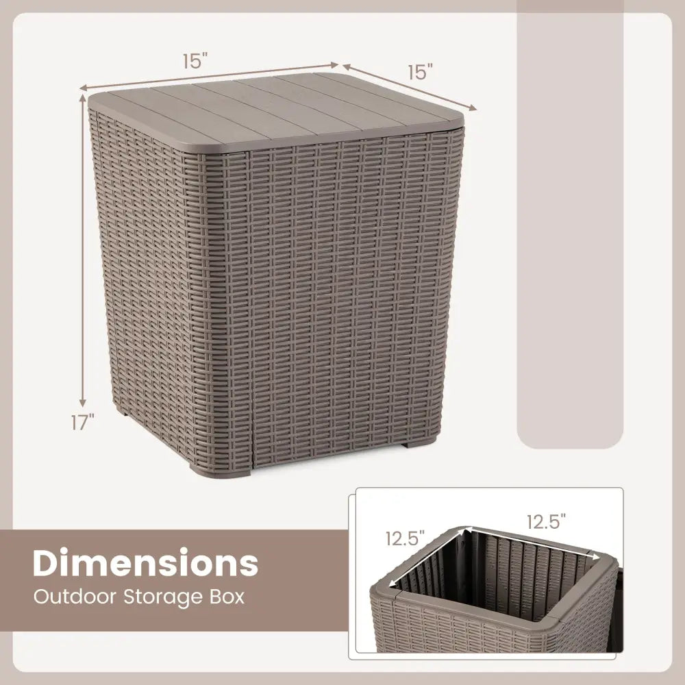 Outdoor Resin Storage Side Table with Removable Lid and Wicker-woven Accent-Coffee - Coffee - Coffee Tables