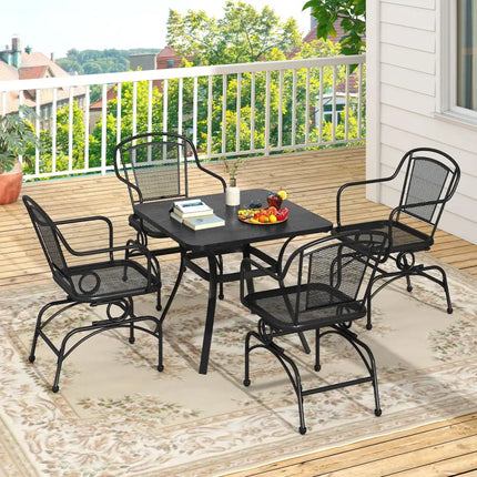 Outdoor Rocking Chair Set of 2 with Mesh Backrest and Seat for Yard-Black - Black - Patio Rocking Chairs & Gliders
