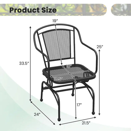 Outdoor Rocking Chair Set of 2 with Mesh Backrest and Seat for Yard-Black - Black - Patio Rocking Chairs & Gliders
