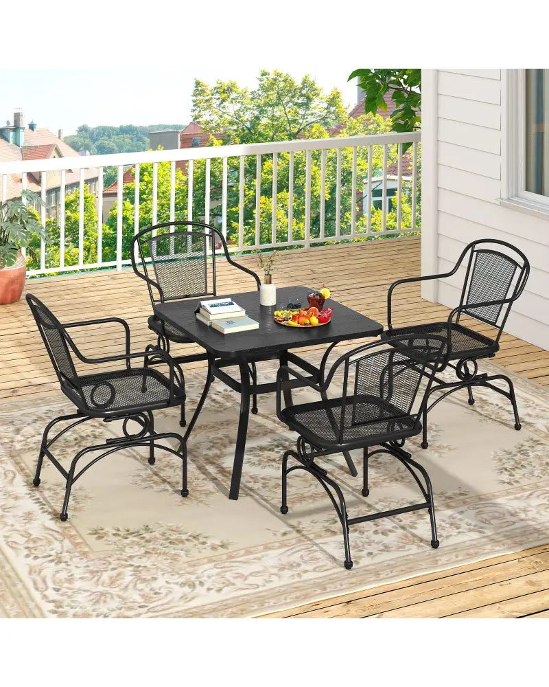 Outdoor Rocking Chair Set of 2 with Mesh Backrest and Seat for Yard-Black - Black - Patio Rocking Chairs & Gliders