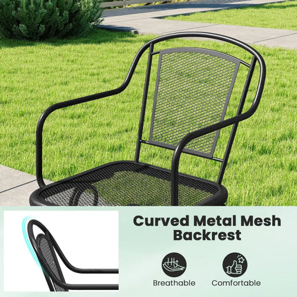 Outdoor Rocking Chair Set of 2 with Mesh Backrest and Seat for Yard-Black - Black - Patio Rocking Chairs & Gliders