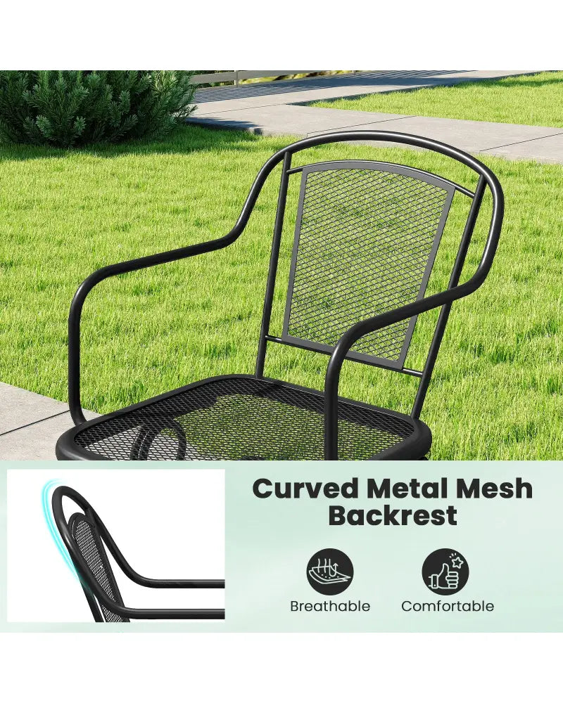 Outdoor Rocking Chair Set of 2 with Mesh Backrest and Seat for Yard-Black - Black - Patio Rocking Chairs & Gliders