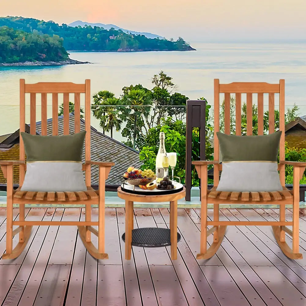 Outdoor Rocking Chair Single Rocker for Patio Deck - Natural - Patio Rocking Chairs & Gliders