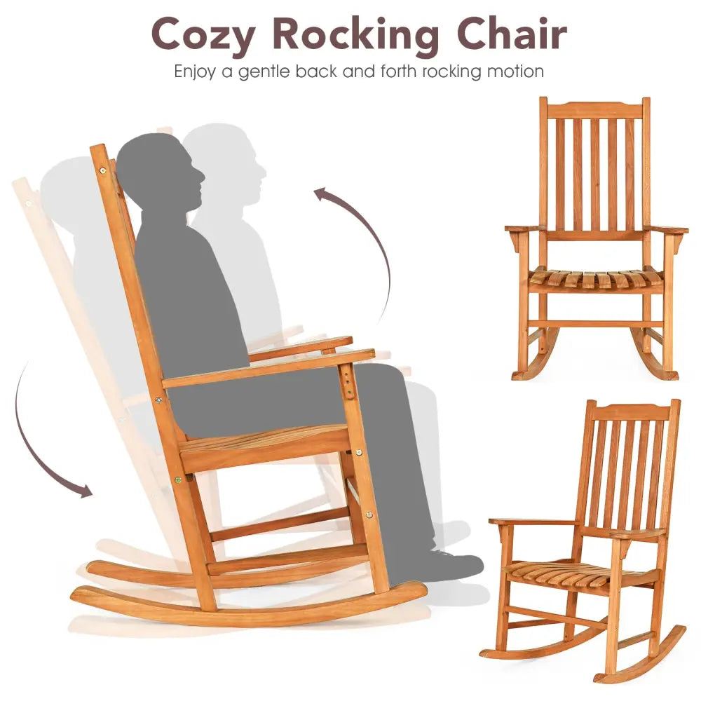 Outdoor Rocking Chair Single Rocker for Patio Deck - Natural - Patio Rocking Chairs & Gliders