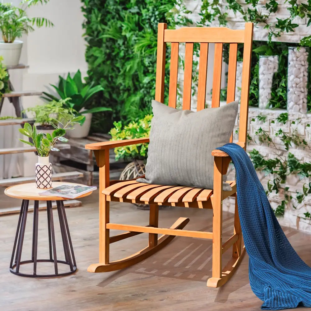 Outdoor Rocking Chair Single Rocker for Patio Deck - Natural - Patio Rocking Chairs & Gliders