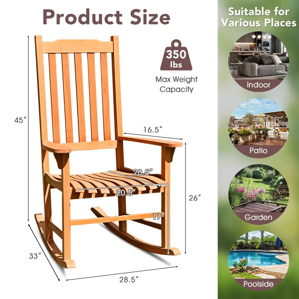 Outdoor Rocking Chair Single Rocker for Patio Deck - Natural - Patio Rocking Chairs & Gliders