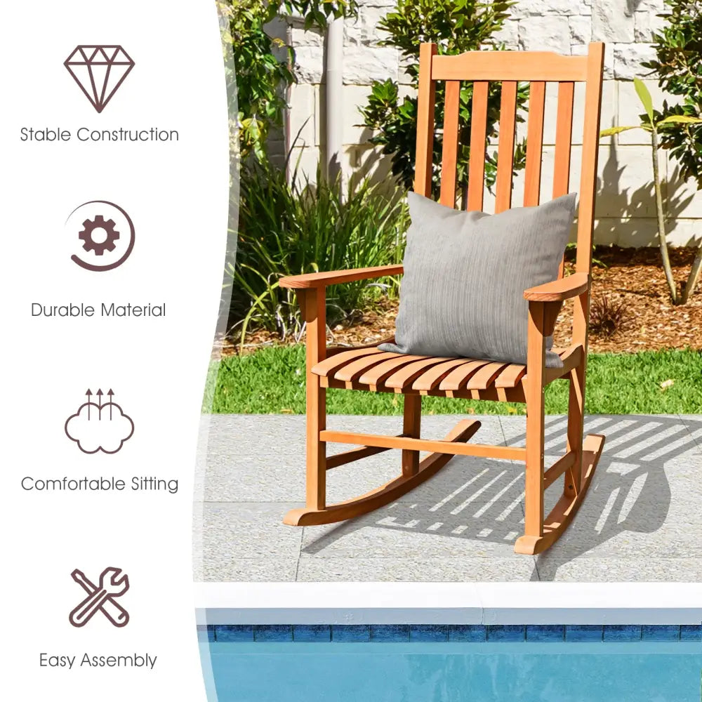 Outdoor Rocking Chair Single Rocker for Patio Deck - Natural - Patio Rocking Chairs & Gliders