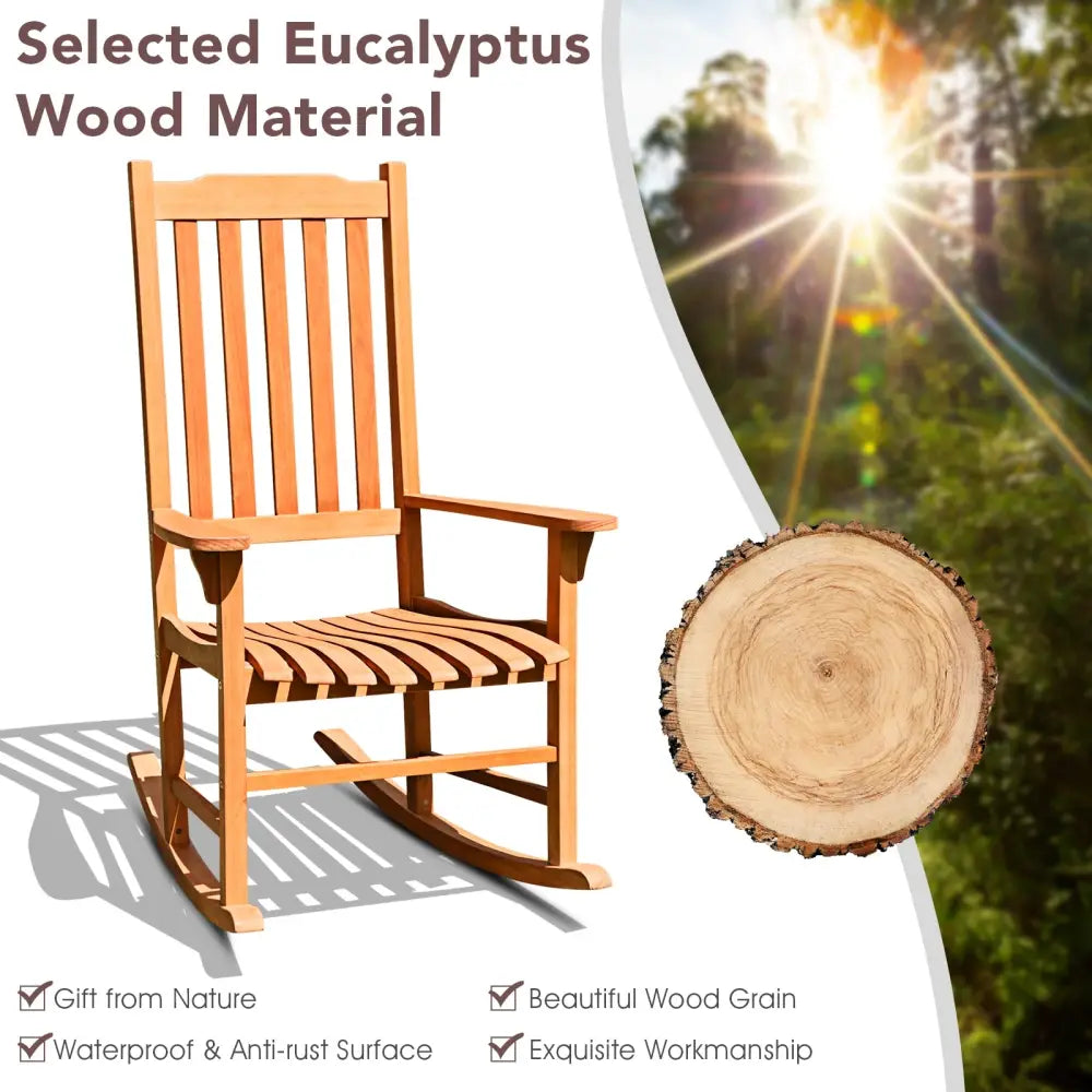 Outdoor Rocking Chair Single Rocker for Patio Deck - Natural - Patio Rocking Chairs & Gliders