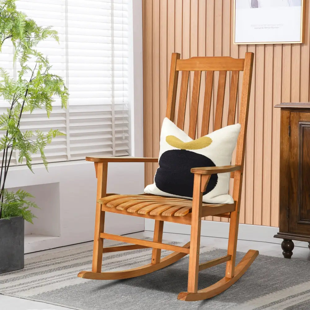Outdoor Rocking Chair Single Rocker for Patio Deck - Natural - Patio Rocking Chairs & Gliders