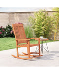 Outdoor Rocking Chair Solid Wood High Back Rocker with Slatted Seat - Natural - Patio Rocking Chairs & Gliders
