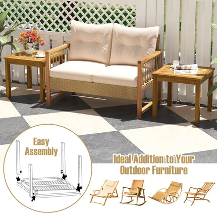 Outdoor Side Table Teak Wood End Table Square Patio Snack Coffee Table - Natural - Patio Coffee Tables
