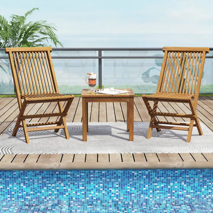 Outdoor Side Table Teak Wood End Table Square Patio Snack Coffee Table - Natural - Patio Coffee Tables