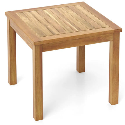 Outdoor Side Table Teak Wood End Table Square Patio Snack Coffee Table - Natural - Patio Coffee Tables