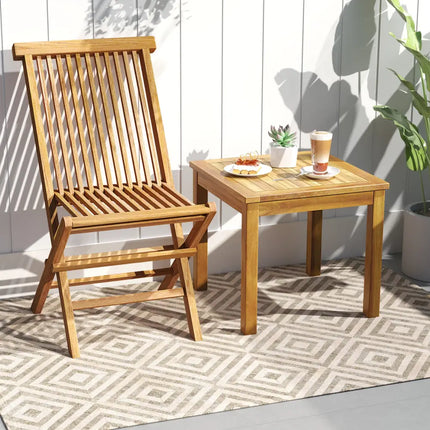 Outdoor Side Table Teak Wood End Table Square Patio Snack Coffee Table - Natural - Patio Coffee Tables