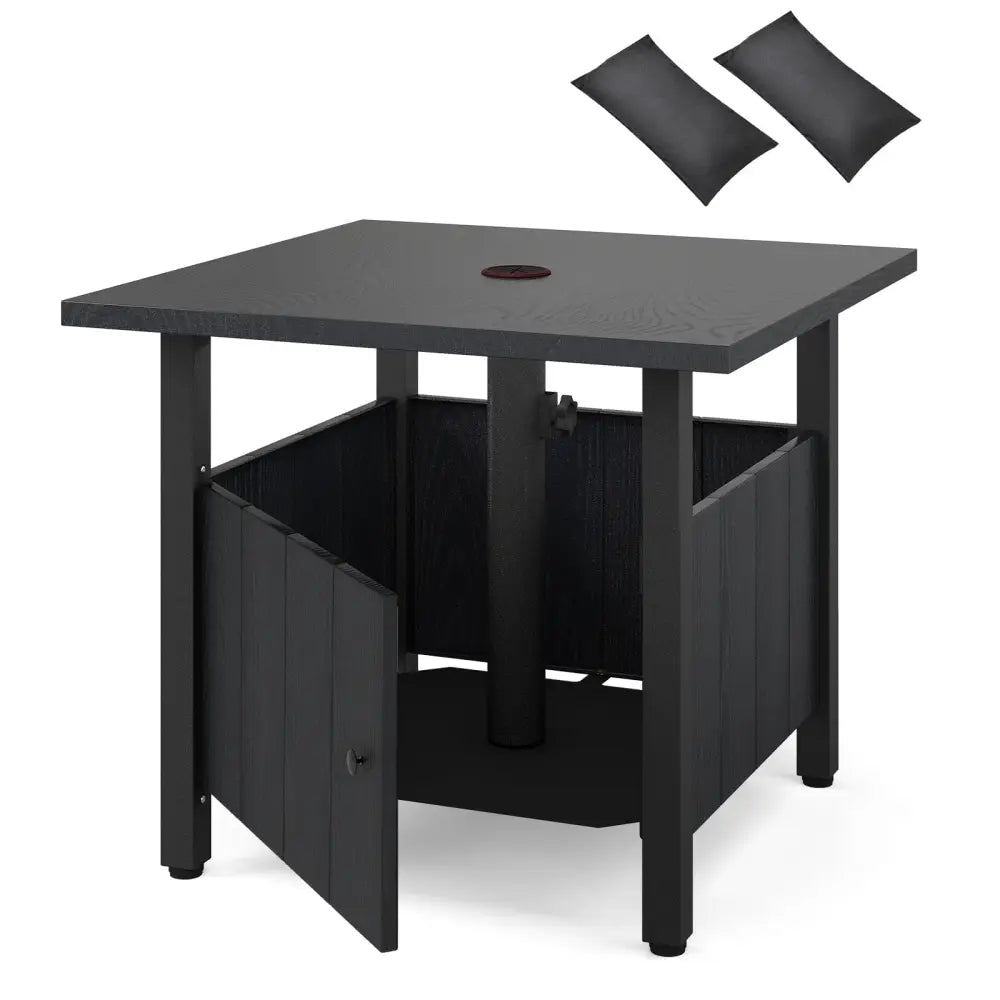 Outdoor Side Table with 1.89’’ Umbrella Hole Patio Umbrella Table Base Stand-Black - Black - Patio Coffee Tables