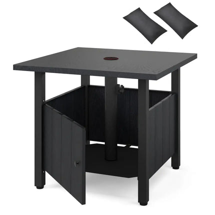 Outdoor Side Table with 1.89’’ Umbrella Hole Patio Umbrella Table Base Stand-Black - Black - Patio Coffee Tables