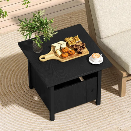 Outdoor Side Table with 1.89’’ Umbrella Hole Patio Umbrella Table Base Stand-Black - Black - Patio Coffee Tables