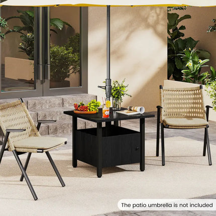 Outdoor Side Table with 1.89’’ Umbrella Hole Patio Umbrella Table Base Stand-Black - Black - Patio Coffee Tables