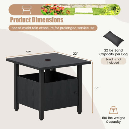 Outdoor Side Table with 1.89’’ Umbrella Hole Patio Umbrella Table Base Stand-Black - Black - Patio Coffee Tables