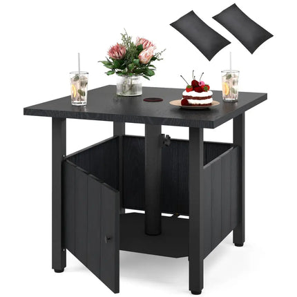 Outdoor Side Table with 1.89’’ Umbrella Hole Patio Umbrella Table Base Stand-Black - Black - Patio Coffee Tables