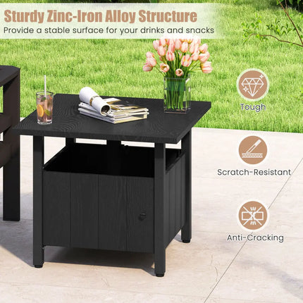 Outdoor Side Table with 1.89’’ Umbrella Hole Patio Umbrella Table Base Stand-Black - Black - Patio Coffee Tables
