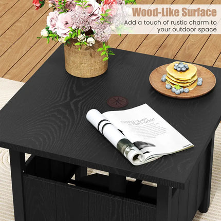 Outdoor Side Table with 1.89’’ Umbrella Hole Patio Umbrella Table Base Stand-Black - Black - Patio Coffee Tables