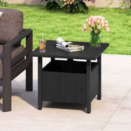 Outdoor Side Table with 1.89’’ Umbrella Hole Patio Umbrella Table Base Stand-Black - Black - Patio Coffee Tables