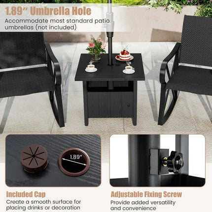 Outdoor Side Table with 1.89’’ Umbrella Hole Patio Umbrella Table Base Stand-Black - Black - Patio Coffee Tables