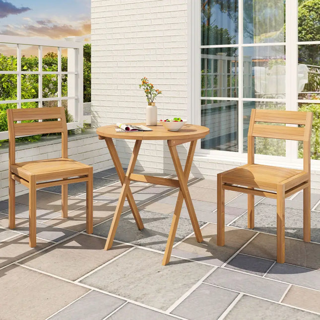 Outdoor Side Table with Slatted Tabletop and X-Shaped Structure - Patio Coffee Tables