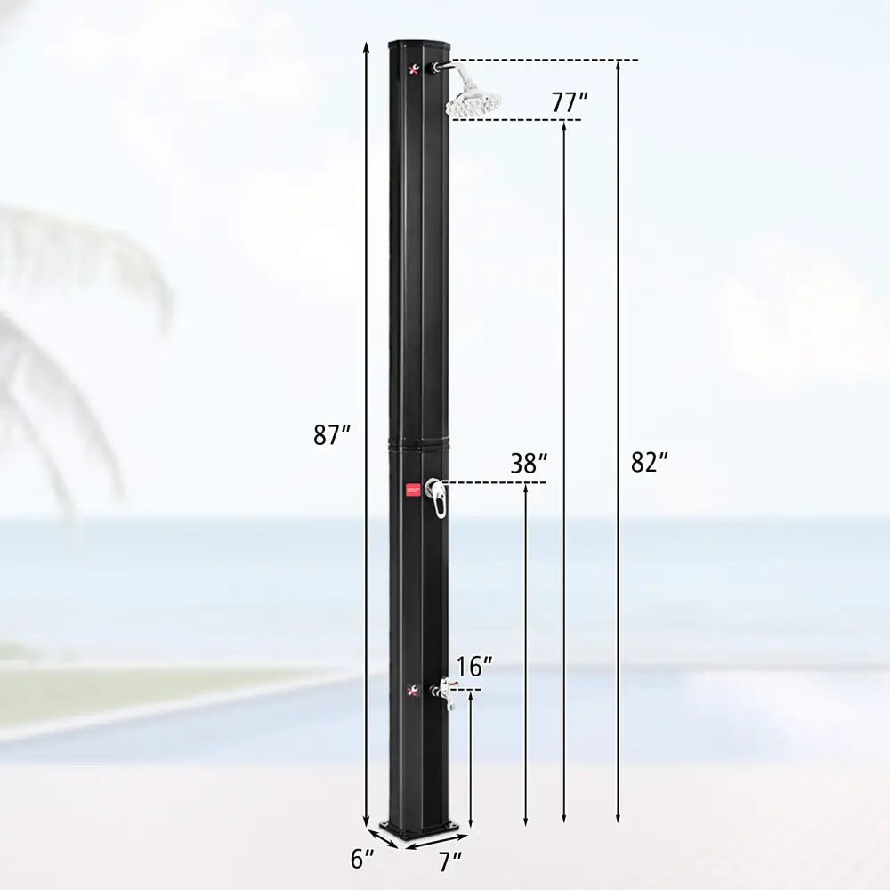 Outdoor Solar Heating 7.2 Ft Adjustable Shower Head - Black - Portable Toilets & Showers