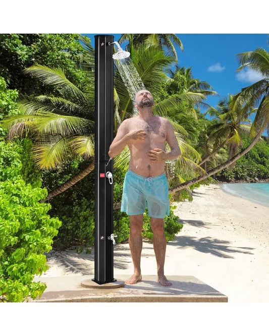Outdoor Solar Heating 7.2 Ft Adjustable Shower Head - Black - Portable Toilets & Showers