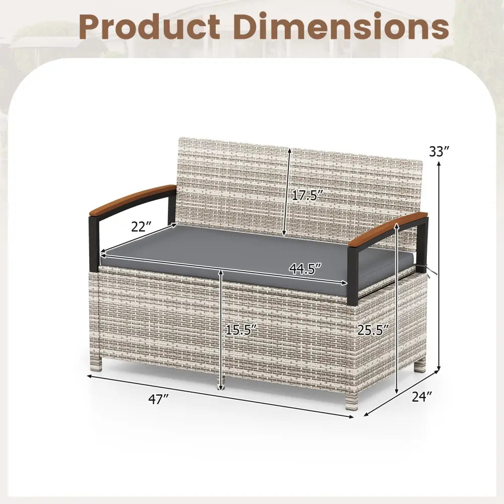 Outdoor Storage Bench Deck Box Patio Furniture with Cushion-Gray - Gray - Sheds & Outdoor Storage