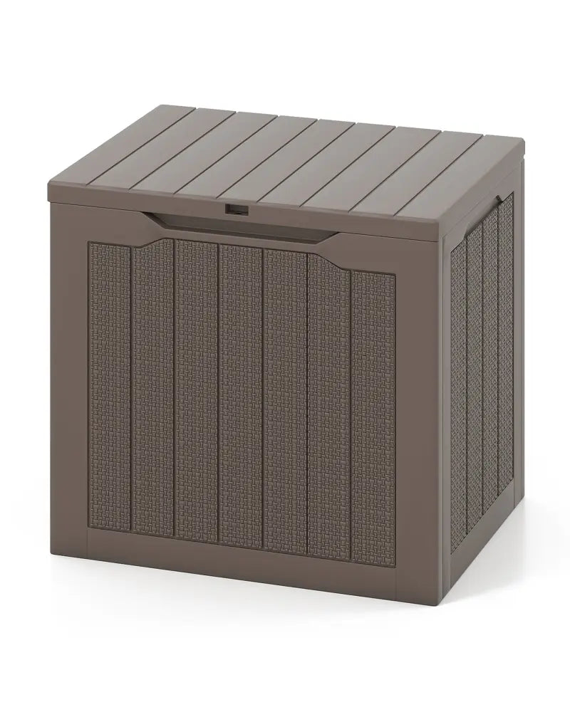 Outdoor Storage Box 25 Gallon Deck Box with Lockable Lid and Wicker-woven Texture-Brown - Brown - Garages