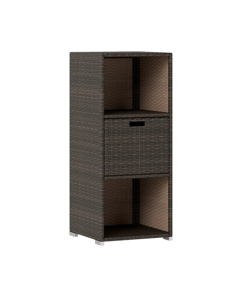Outdoor Storage Cabinet Patio Wicker Organizer with Drawer-Brown - Brown - Sheds & Outdoor Storage
