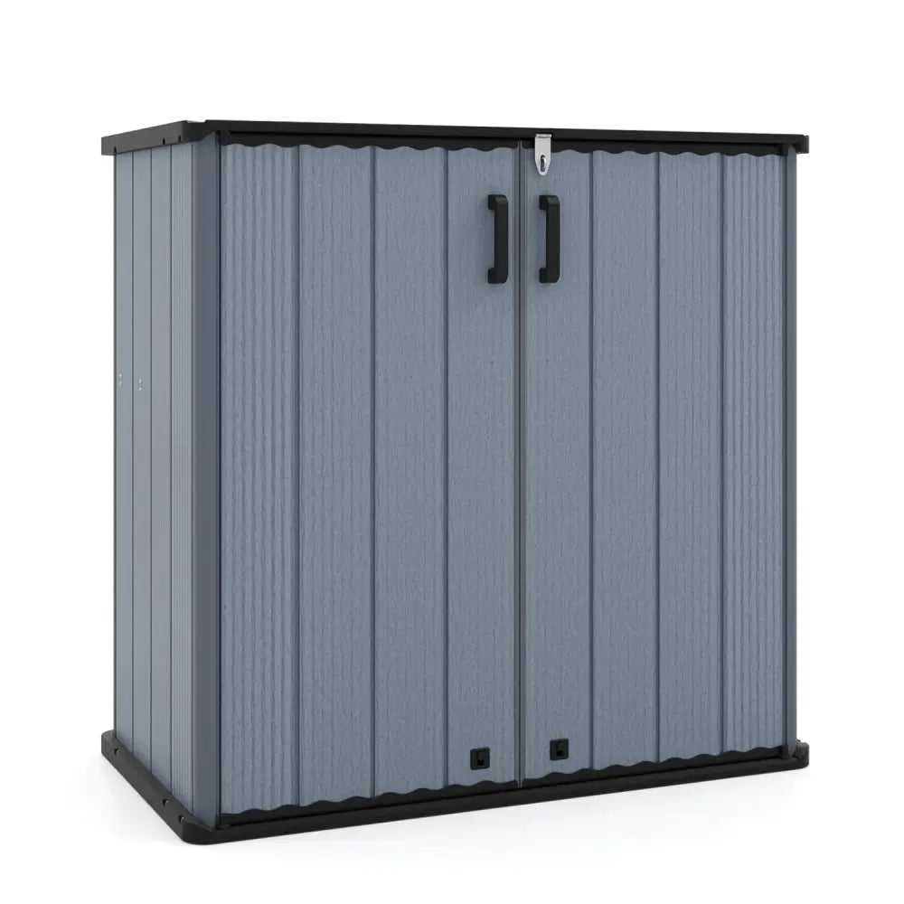 Outdoor Storage Shed 23.5 Cu.ft All-Weather Storage Box with Floor Lockable Door-Gray - Gray - Sheds & Outdoor Storage