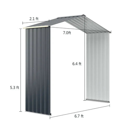 Outdoor Storage Shed Extension Kit for 7 Feet Shed Width - Gray - Sheds & Outdoor Storage
