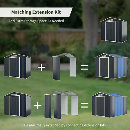 Outdoor Storage Shed Extension Kit for 7 Feet Shed Width - Gray - Sheds & Outdoor Storage