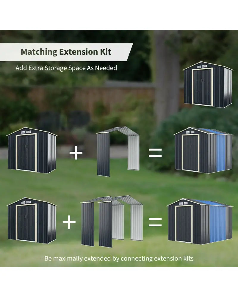 Outdoor Storage Shed Extension Kit for 7 Feet Shed Width - Gray - Sheds & Outdoor Storage